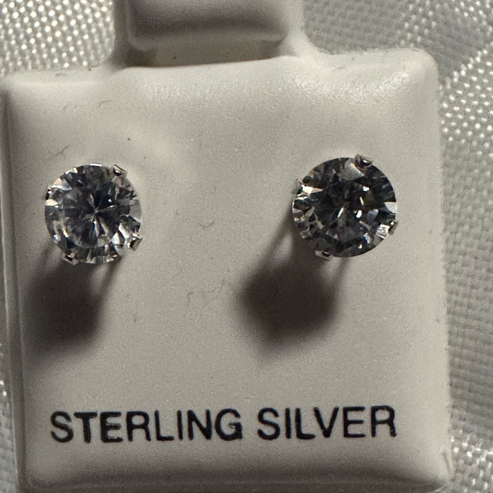 Sterling Silver Stud Earrings cubic zirconia